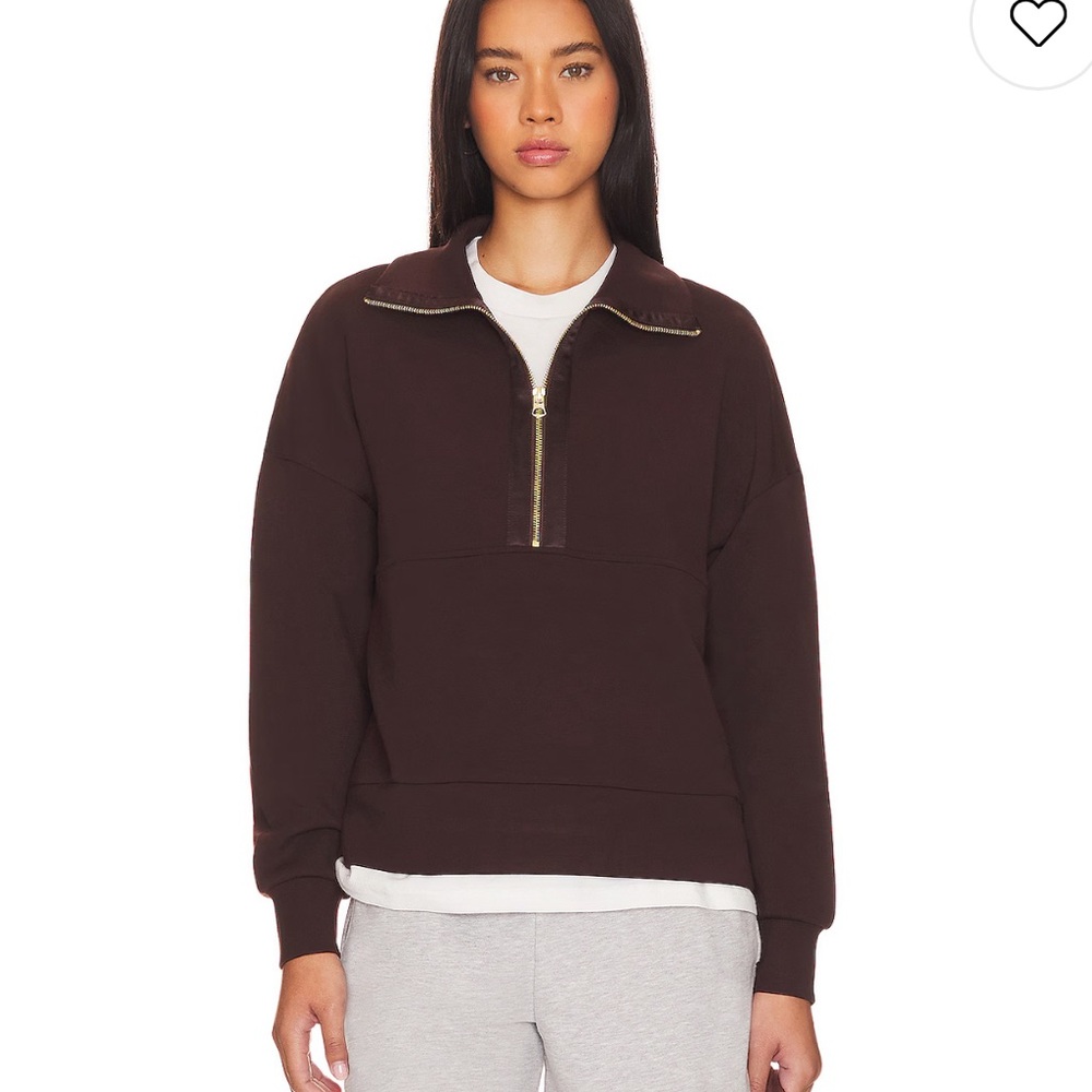 Varley Keller half zip top coffee bean